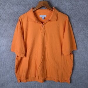 Linea Uomo Polo Mens XXL Orange Polo Cotton Short Sleeve Casual Sporty Pique